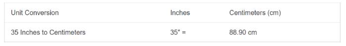 Conversion Chart 35 inches