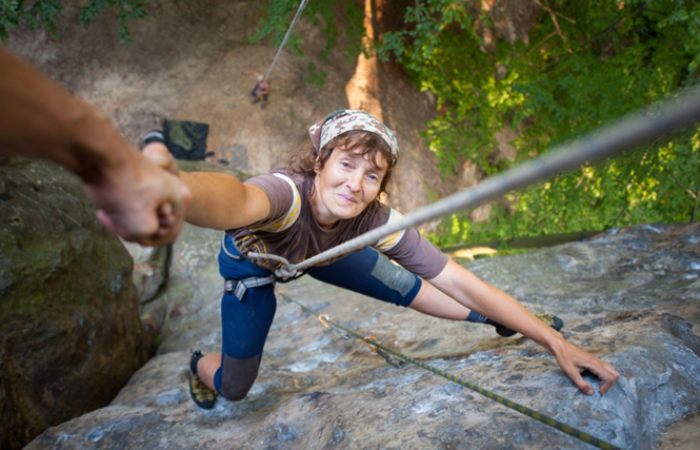 Hiking or Rock Climbing